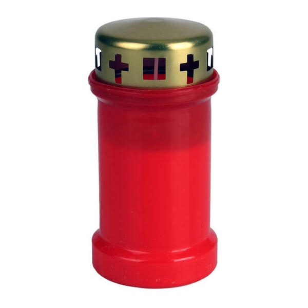 <h4>Kaars graflicht no3 met goud deksel rood 65x130mm</h4>