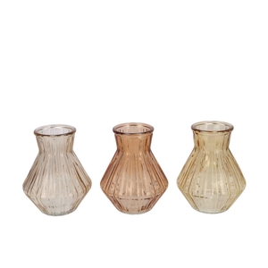 Roman Warm Sand Clear Mix Diamond Glass Vase Ass 15x21 Nm