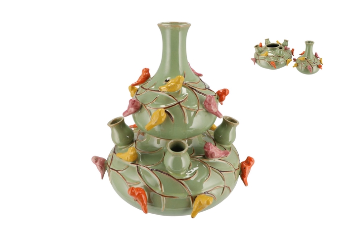 Bird Vase Pistache Bubbles 28x32cm