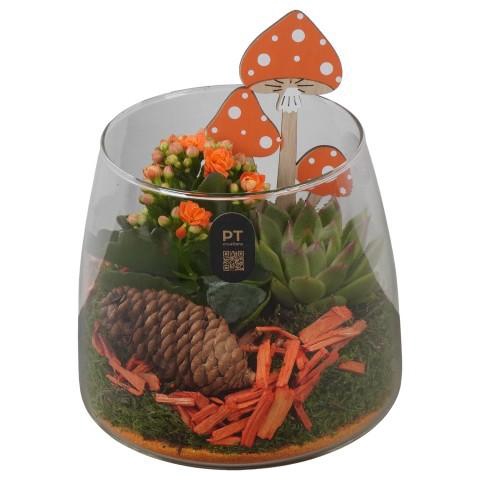 <h4>PTHG8290 Arrangement Autumn Glass in glazen vaas</h4>