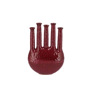 Inga Jahra Purple Vase Oval Tube Active Glaze 28x12x39cm