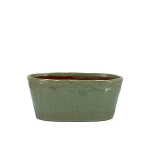 Iron Stone Green Glazed Oval Pot 23x9x10cm Nm