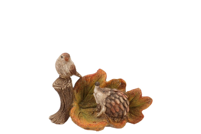 <h4>Wonderland Scottish Brown Leaf, Bird & Hedgehog 14x8x10cm</h4>