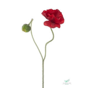 SILK FLOWERS - POPPY SPRAY ILSE RED 81CM