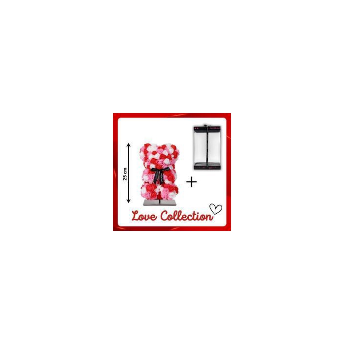 <h4>Arr6 Deco Beer 25cm - Mix Rood Roze Wit</h4>