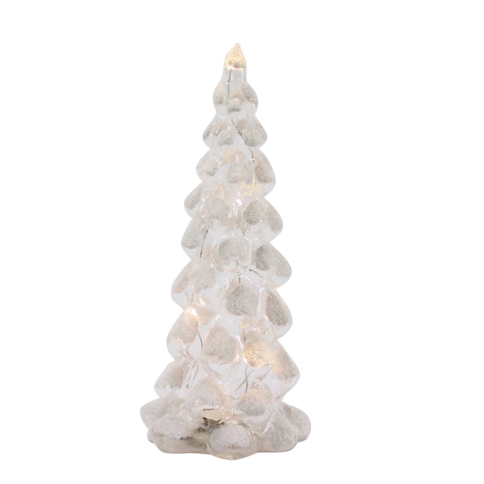 <h4>DF12-GF-16605 - Glass tree 13x13x30cm white led b/o</h4>