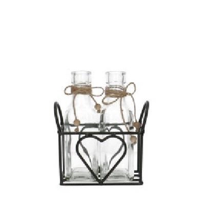 Valentijn Tray 2fles hart d05*15.5cm