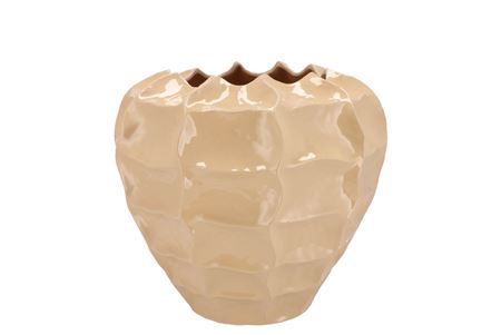 <h4>Lima Beige Vase Carve 27x27x23cm Nm</h4>