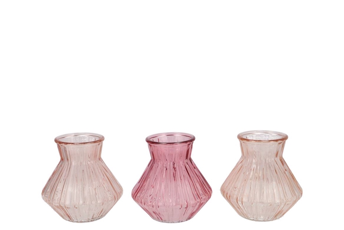 <h4>Roman Sweets Pink Clear Mix Diamond Glass Vase Ass 13x13cm</h4>