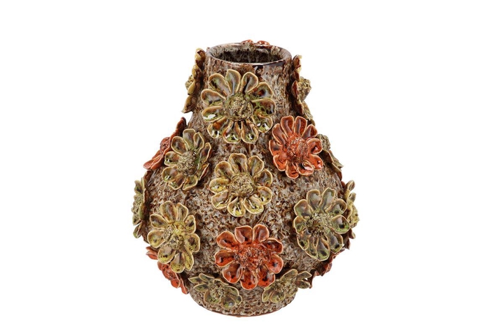 <h4>Riva Wild Brown Vase Flower Allover 26x26x28cm</h4>