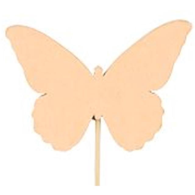 Pick butterfly Ivy wood 6x8cm+50cm stick orange
