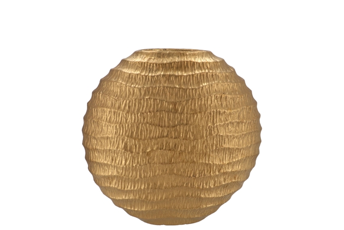 Inga Jada Gold Oval Vase Wave 23x10x22cm