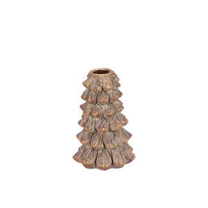 Concrete Golden Pine Tree Candle Holder 10x10x15cm Nm