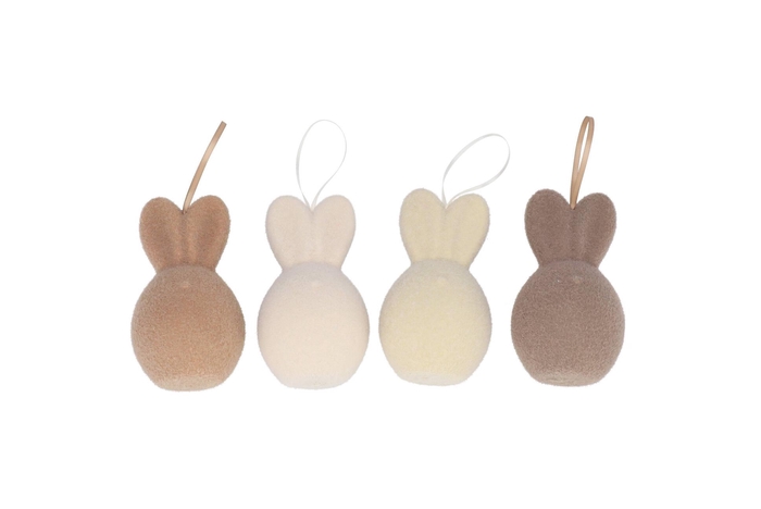 Easter Flock Natural Brown Bunny Hanger Ass 8x8x14cm