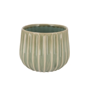 Gia Green Stripe Pot 18x18x15cm
