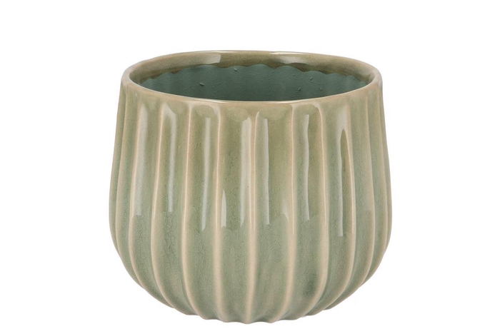 <h4>Gia Green Stripe Pot 18x18x15cm</h4>
