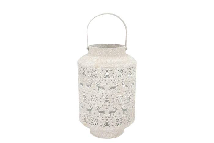 Kaya White Lantern X-mas Metal 21x33cm