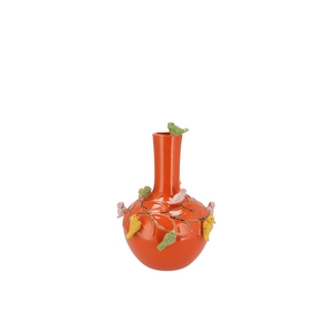 Bird Vase Orange Tube 13x15cm Nm