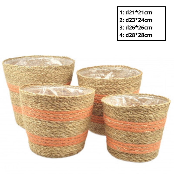 <h4>Basket sets Stripes pot S/4 d28*28cm</h4>