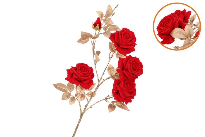 <h4>Silk Rose Goldie 5x Red 116cm</h4>