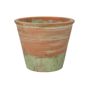 Cement Pot Oud Groen Rood 30x24cm