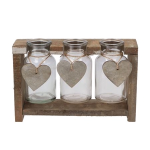 Love Wood Rack 3 Glass 11x11x13cm