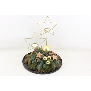 arr5 Kerst MB - Plateau ster 2 kaars Gold
