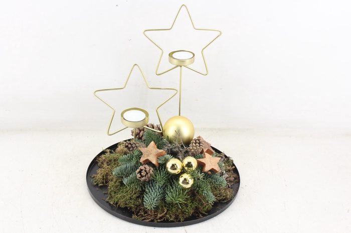 <h4>arr5 Kerst MB - Plateau ster 2 kaars Gold</h4>