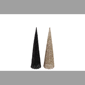 Sparkle Black/gold Cone Tree Led20 Ass 72x21x34cm