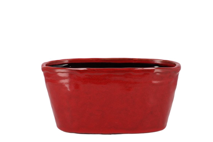 <h4>Iron Stone Red Glazed Oval Pot 28x15x13cm</h4>