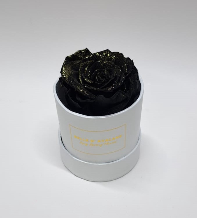 Box rd 8cm glitter wit-zwart