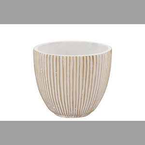 Stripes White Gold Egg Pot 14x13cm Nm