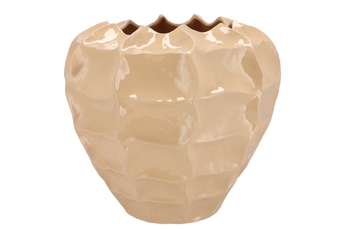 <h4>Lima Beige Vase Carve 36x36x33cm</h4>