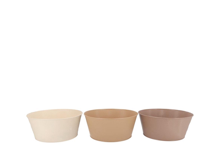 <h4>Zinc Natural Brown Mix Bowl Striped Ass 22x10x18cm</h4>