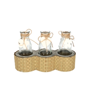 Glas Houder+3fles 23*8*15cm