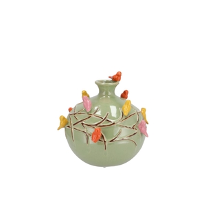 Bird Vase Tube Pistache 14x14x14cm