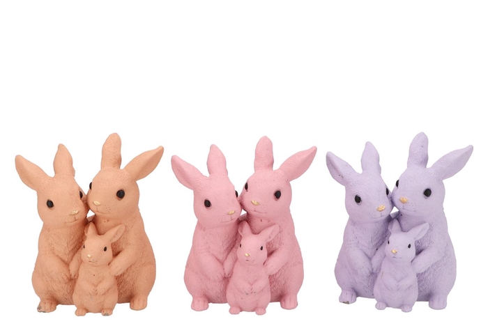 <h4>Farm Pretty Pink Rabbit Family Ass 19x13x24cm Nm</h4>