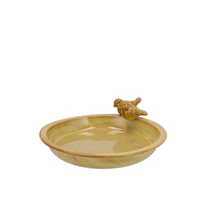 Iron Stone Bird Bowl Glazed Ochre 23x5cm Nm