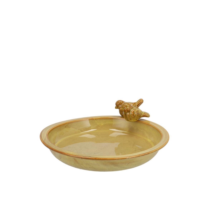 <h4>Iron Stone Bird Bowl Glazed Ochre 23x5cm Nm</h4>