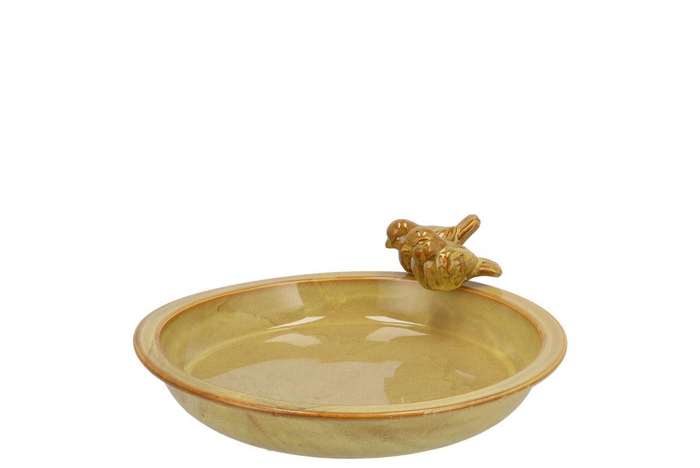 <h4>Iron Stone Bird Bowl Glazed Ochre 23x5cm Nm</h4>