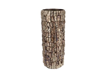 <h4>Nepal Iron Pot Birch Mosaic 13x13x36cm Nm</h4>