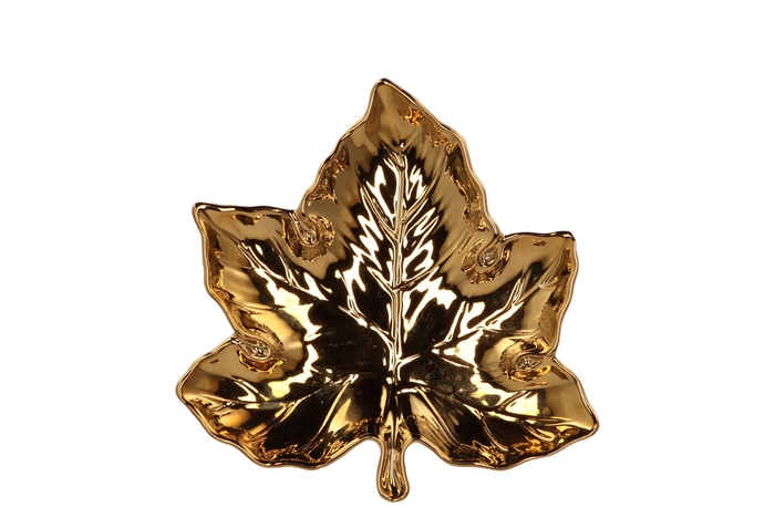 Leaf Maple Plate Gold 18x18x4cm Nm