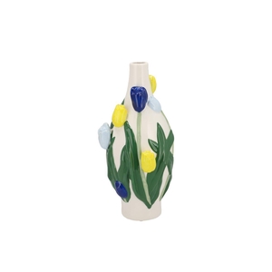Isa Dutch Blue/yellow Vase Neck Tulip 15x15x30cm Nm