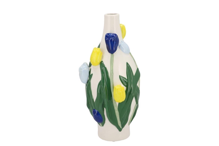 <h4>Isa Dutch Blue/yellow Vase Neck Tulip 15x15x30cm Nm</h4>