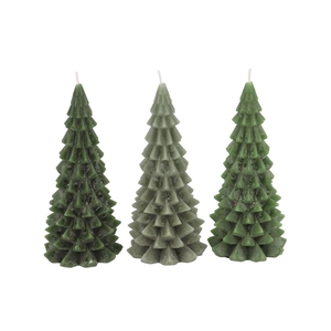 Candle Frosty X-mas Tree Majestic Green Mix 9x20cm Ass