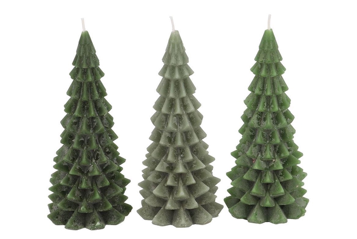 <h4>Candle Frosty X-mas Tree Majestic Green Mix 9x20cm Ass</h4>