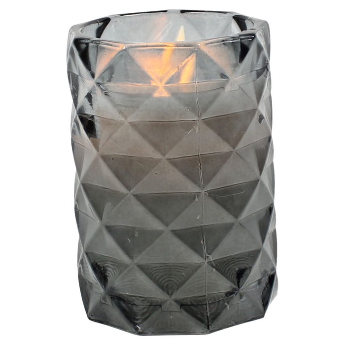 <h4>DF12-MB-10475 - Led candle wax in glass 12cm grey</h4>