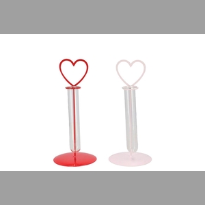 Xelly Red/pink Metal Rack Heart Vase Ass 10x10x24