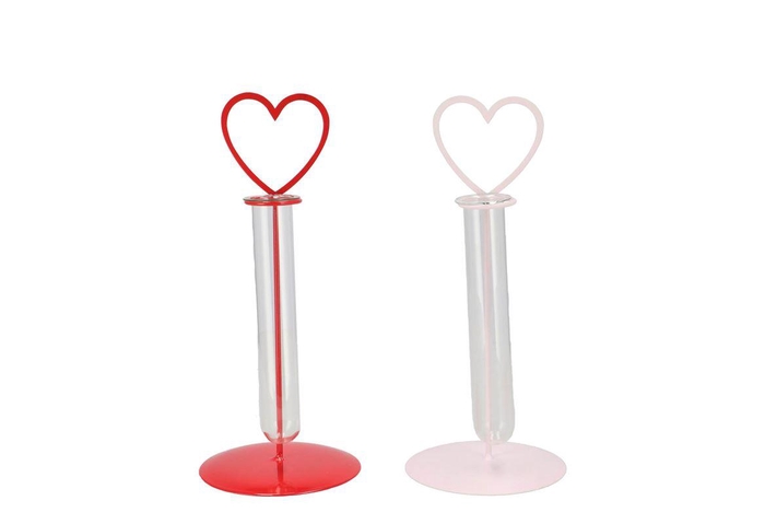 <h4>Xelly Red/pink Metal Rack Heart Vase Ass 10x10x24</h4>