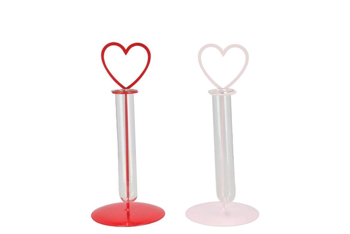 <h4>Xelly Red/pink Metal Rack Heart Vase Ass 10x10x24</h4>